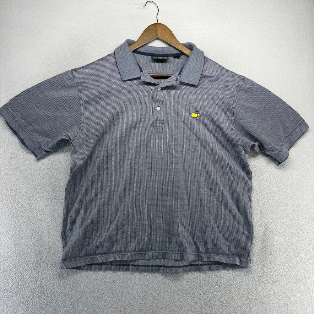 Vintage Masters Polo Shirt Men's Large Blue Knit Boxy Sleeve Cuffs Amen Corner